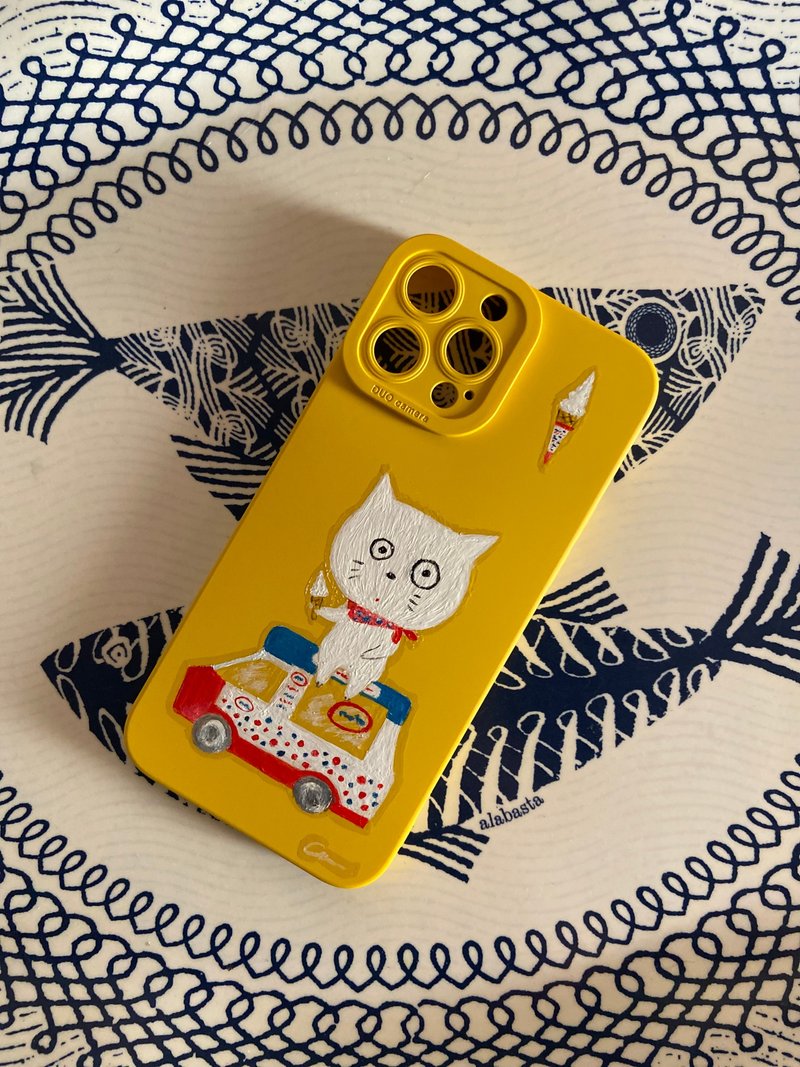 Fully hand-painted mobile phone case-ice cream cart - เคส/ซองมือถือ - ซิลิคอน 