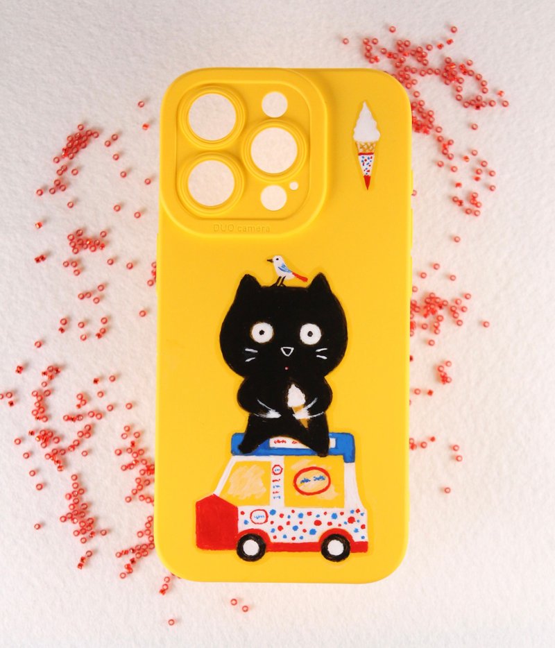 Fully hand-painted mobile phone case-ice cream cart - Phone Cases - Silicone 