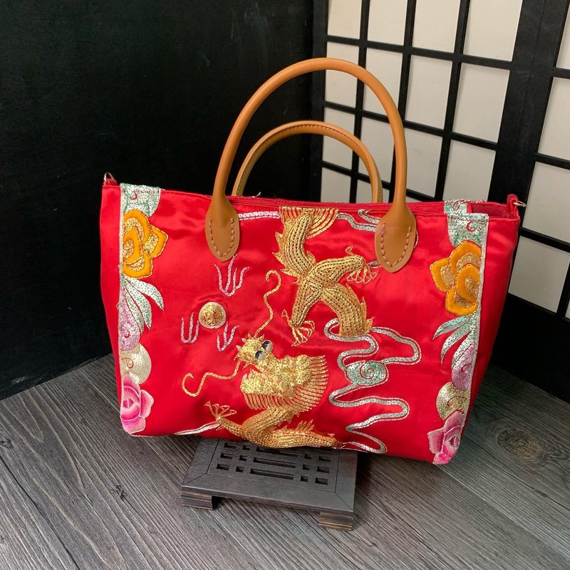 金龍彩鳳 - 二手裙褂手挽袋 - 手提包/手提袋 - 其他材質 紅色