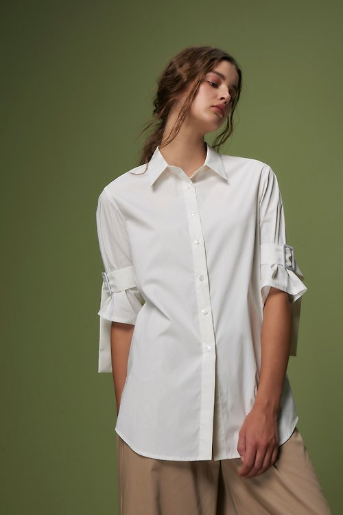 YUWEN Off-season sale 白色袖釦環襯衫