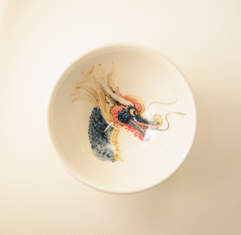 Hand-painted small tea cup-12 zodiac small cup dragon - ถ้วย - เครื่องลายคราม สีเขียว