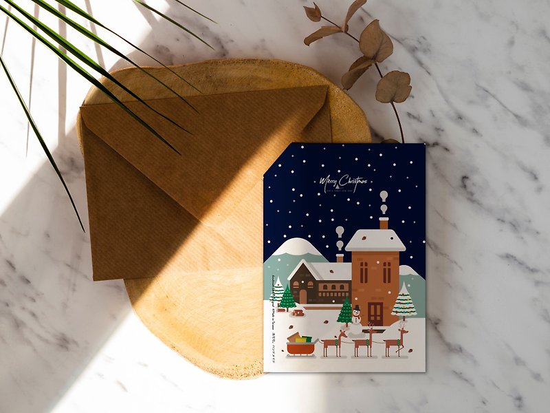 雪地裡的麋鹿快遞聖誕卡【CM17010】洛可可草莓WELKIN手創明信片 - 卡片/明信片 - 紙 