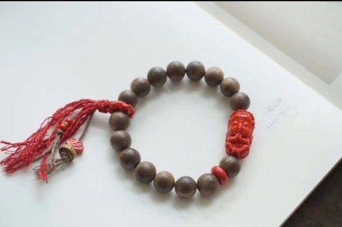 Angel's tears 天使之淚 Jewelry Design 8mm天然加里曼丹沈香木 硃砂象神硃砂如意珠設計手串手持s