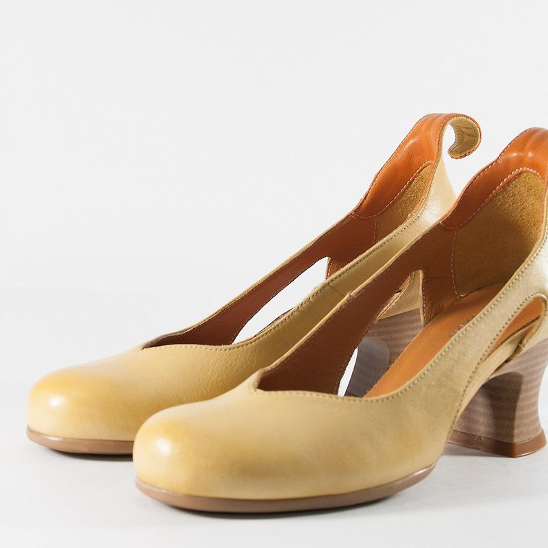 Women's Venice Leather Pump - High Heels - Genuine Leather Yellow