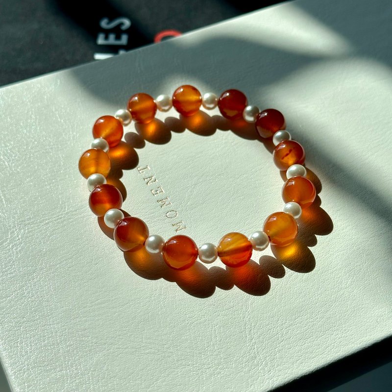 [Cancer and Leo | July] Red Agate Freshwater Pearl Bracelet - Bracelets - Semi-Precious Stones Red