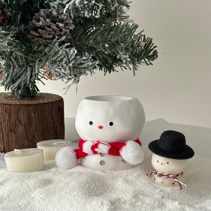 Snowman Candle Holder Gift Box Christmas Gift Box Exchange Gift - Candles & Candle Holders - Wax 