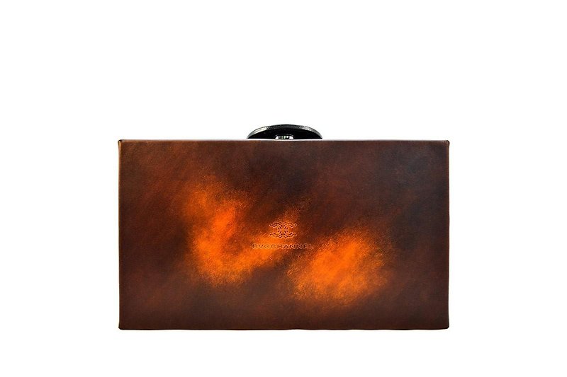 ACROMO Brown Box Clutch Bag - กระเป๋าคลัทช์ - หนังแท้ สีนำ้ตาล