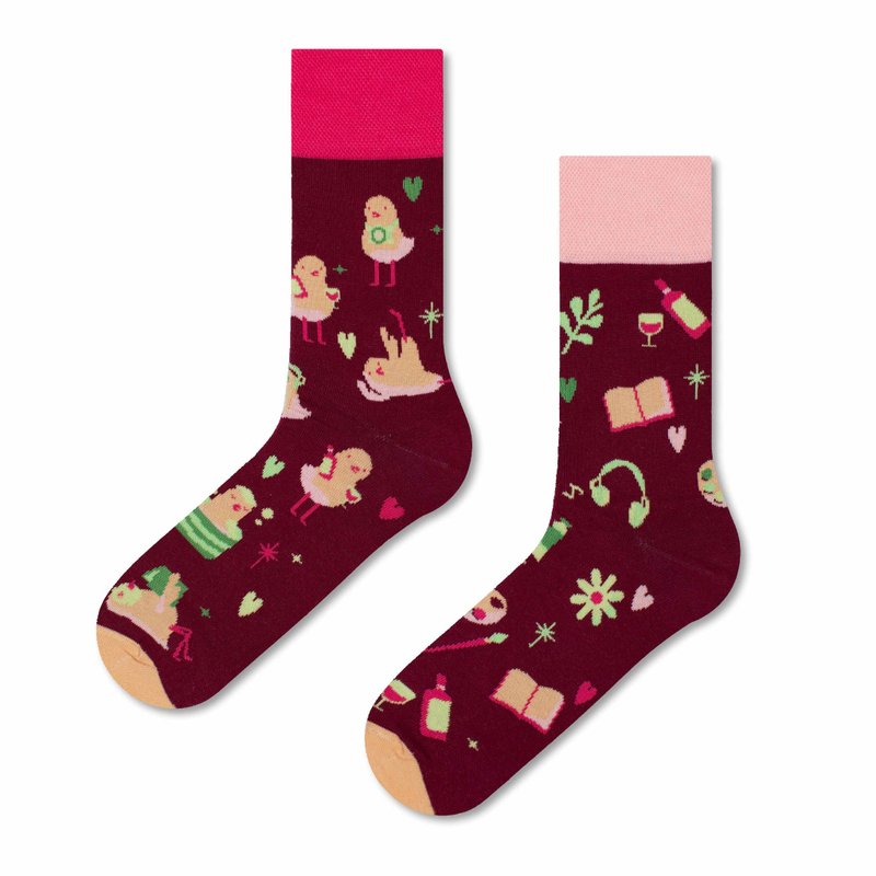 Trendy Long Socks - Glow From Within - ถุงเท้า - ผ้าฝ้าย/ผ้าลินิน สีเขียว