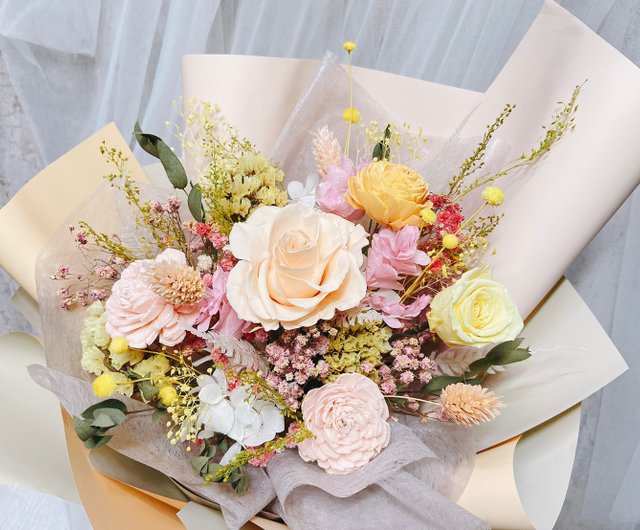 Cream Peach Immortal Bouquet Gift Birthday Gift Confession