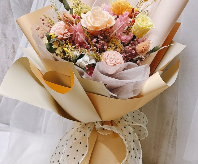 Cream Peach Immortal Bouquet Gift Birthday Gift Confession