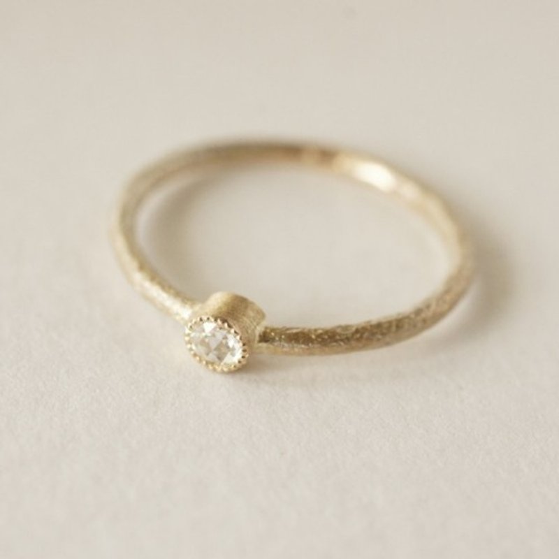 K18 Diamond one stone ring [R050K18DM] - 戒指 - 其他金屬 