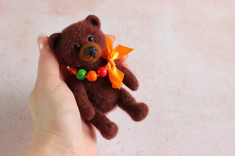 Needle felted bear Felted bear cute Bear cub Needle felted animal Plush bear - Stuffed Dolls & Figurines - Wool 