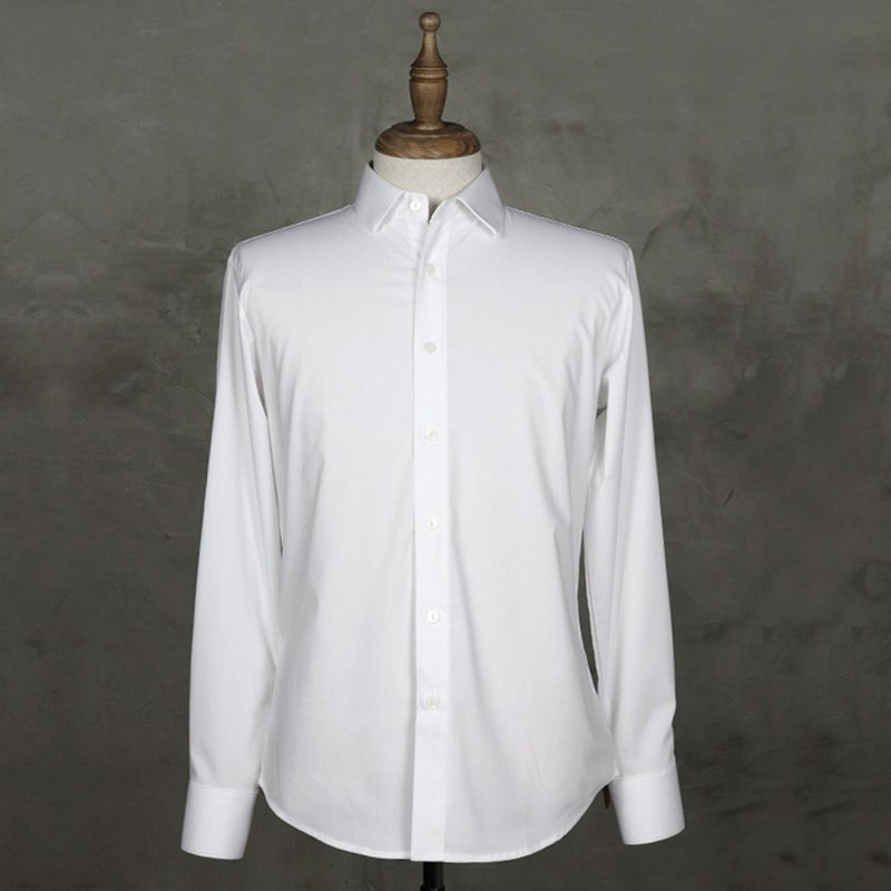 Minimalist Fitted Shirt-DS-1053 - Men's Shirts - Other Man-Made Fibers White