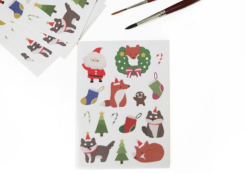 Small animal Christmas rolled stickers - สติกเกอร์ - กระดาษ 