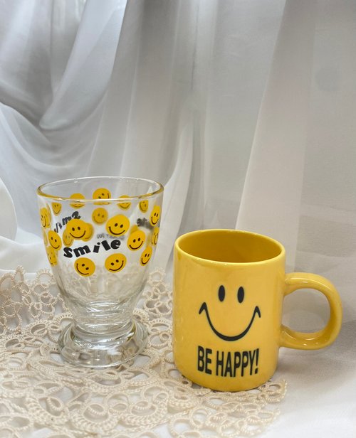 Happy Face Glass SMILEY FACE GLASS Can Be Happy Coffee Cup 