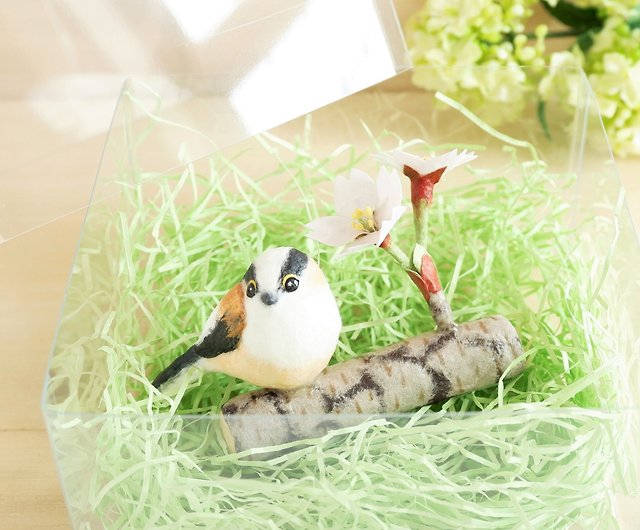 春の置物 桜と鳥 桜とエナガ 和紙のインテリア - ショップ 和紙 