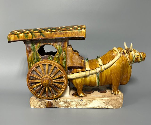 唐時代の三色の牛車の置物 - ショップ コレクター 置物 - Pinkoi