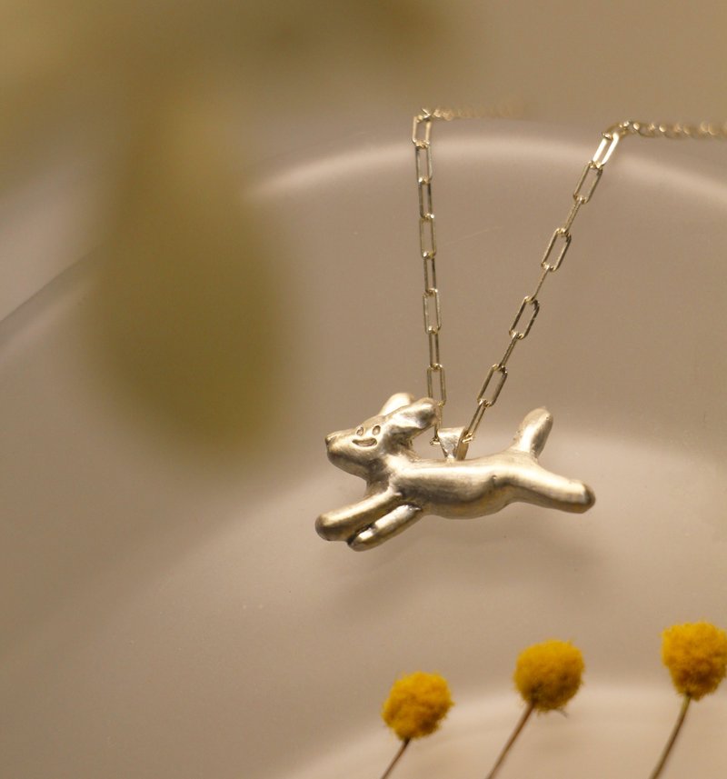 Custom Happy Puppy Necklace / Pet Necklace / Personalized Necklace - สร้อยคอ - เงินแท้ สีเงิน