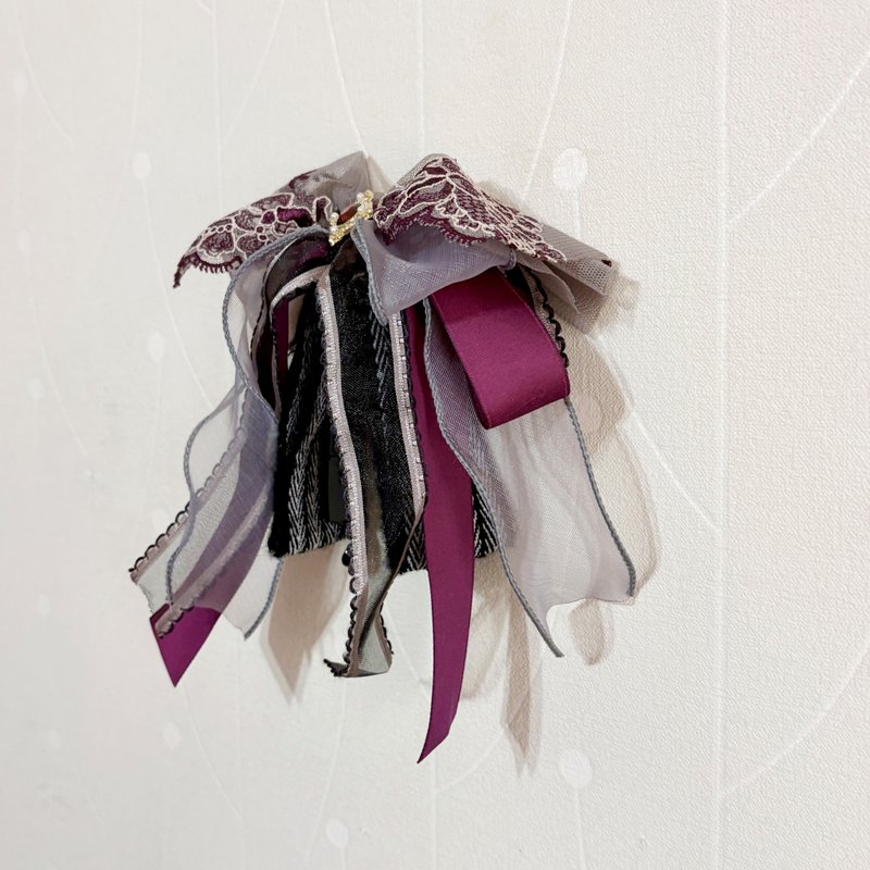 法式蕾絲仙女夾鯊魚夾香蕉夾 彈簧夾 髮叉 髮圈 大腸圈髮夾抓夾 - 髮夾/髮圈 - 其他材質 紫色