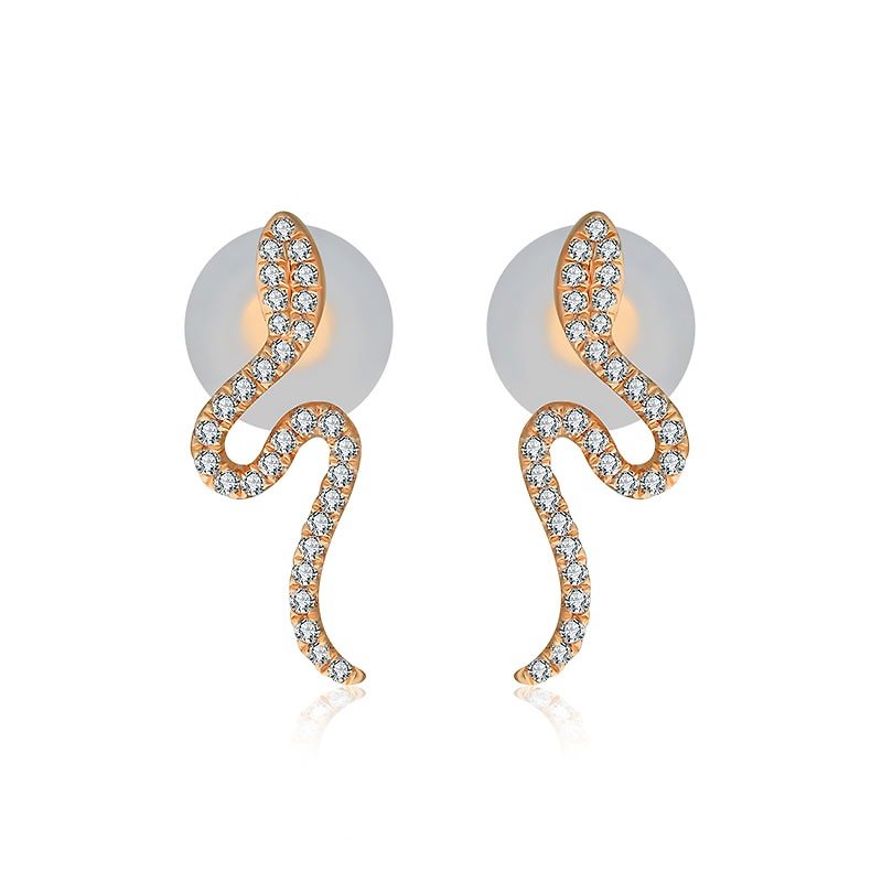 18k蛇形鑽石耳環 - 耳環/耳夾 - 其他金屬 橘色