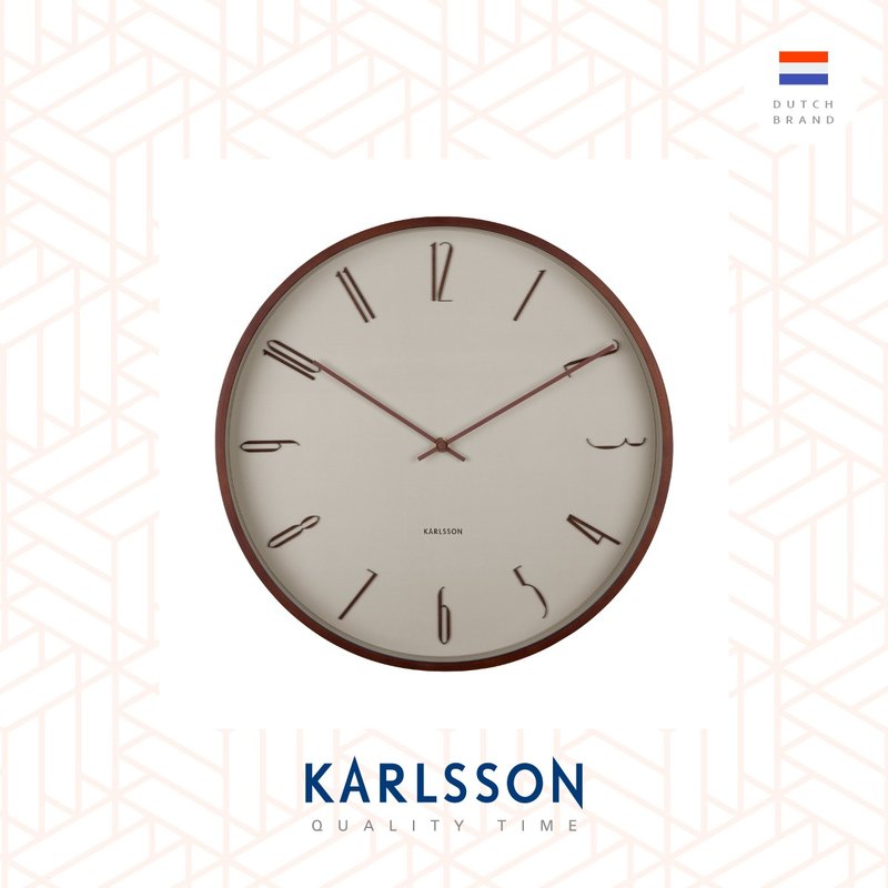荷蘭Karlsson, Wall clock 40cm Scandia warm grey木制掛鐘暖灰 - 時鐘/鬧鐘 - 木頭 灰色