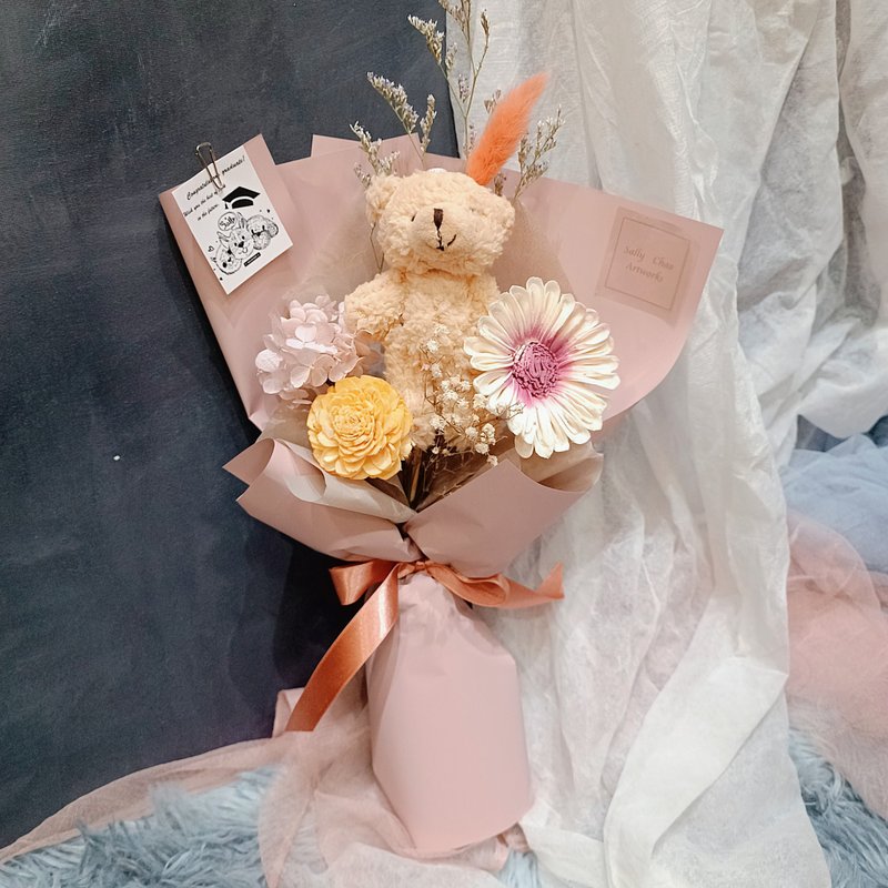 畢業熊 畢業花束 莫蘭迪色系 韓式花束 情人節花束 生日禮物 - 乾燥花/永生花 - 植物．花 