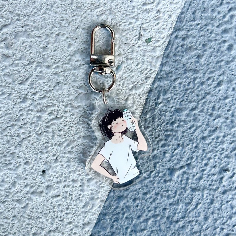 Miss Ng Yuk Cool Down Keychain - ที่ห้อยกุญแจ - พลาสติก สีเทา