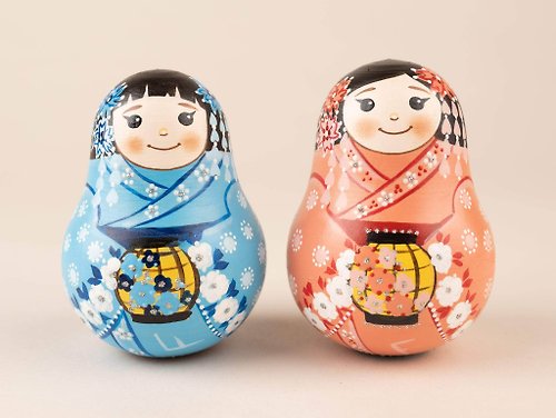 FirebirdWorkshop Wooden toys Roly-poly dolls for kids Tilting doll Wobbly dolls geisha