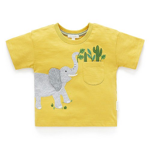 Purebaby有機棉 澳洲Purebaby有機棉男童裝上衣6M-4T 黃色大象