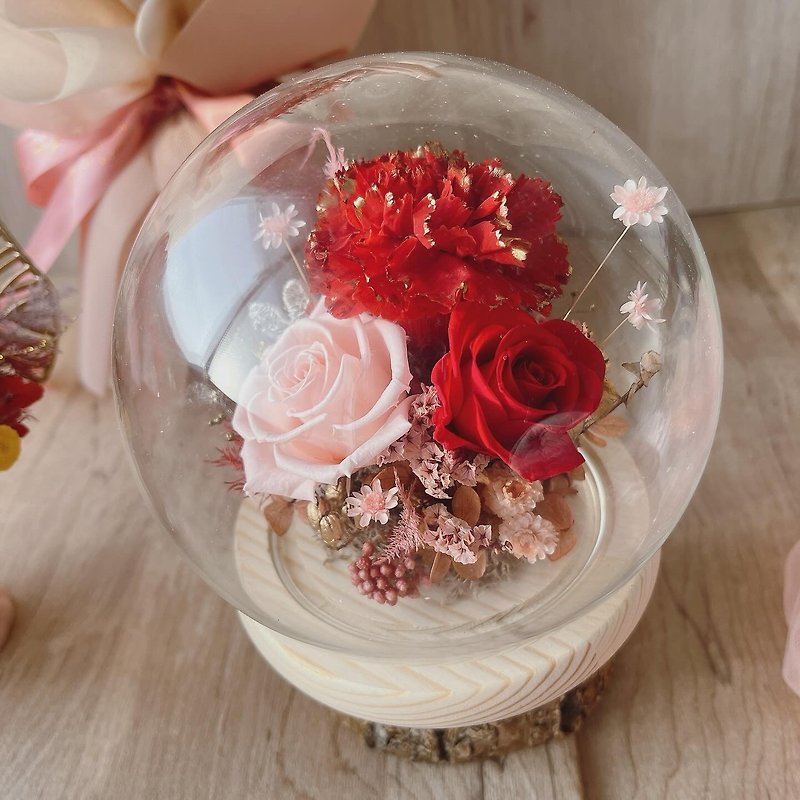 [Grateful Heart] Everlasting Dried Flower Cup/Mother’s Day Gift/Glass Ball/Metal Love/Teacher Appreciation Gift - Dried Flowers & Bouquets - Plants & Flowers Red