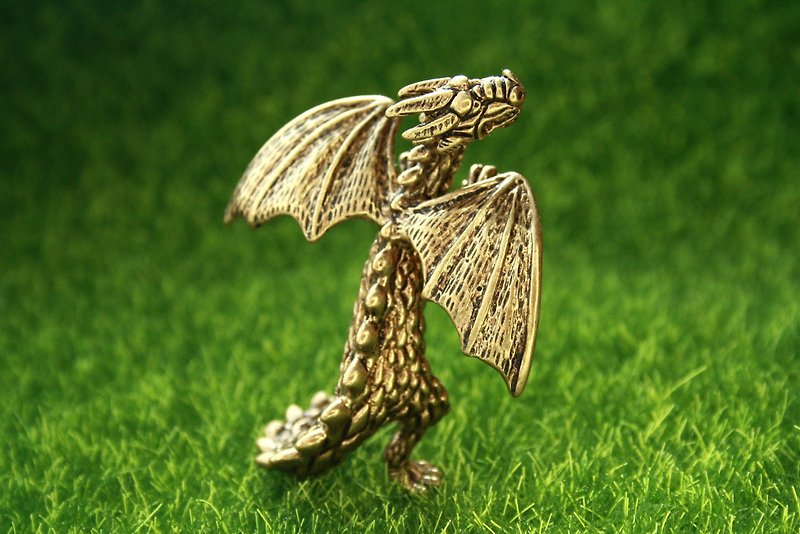 Dragon - miniature statuette of bronze, metal figurine
