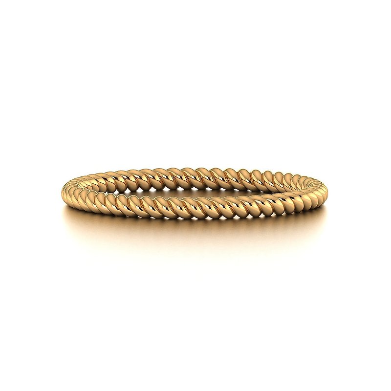 【PurpleMay Jewellery】18k Yellow Gold Twist Ring Band R019 - แหวนทั่วไป - เครื่องประดับ สีทอง