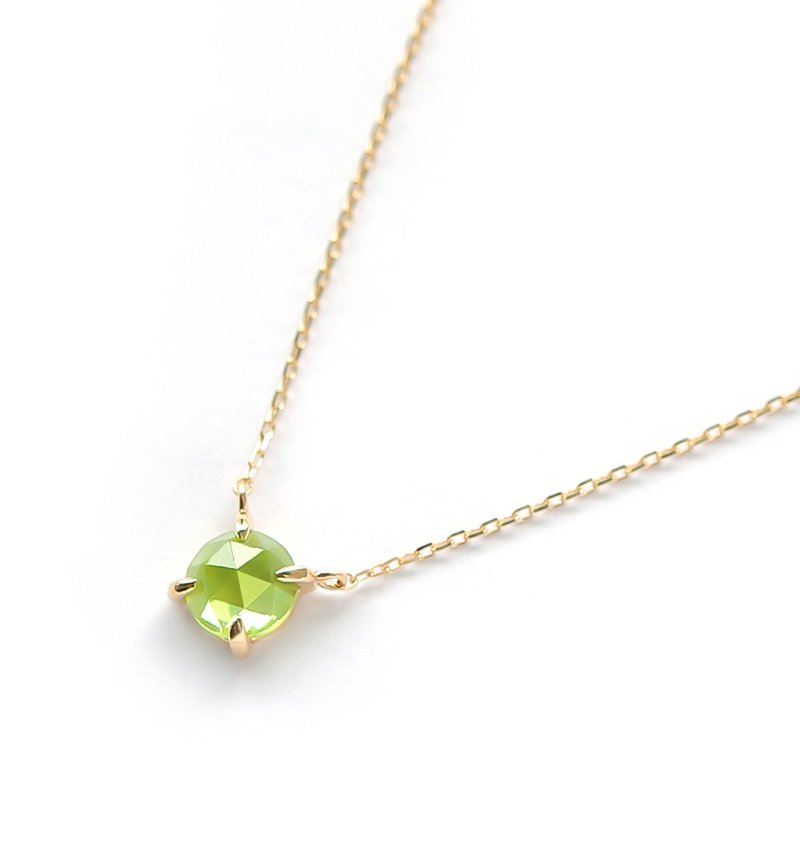 Peridot K10 Necklace Rose Cut ~VALOA~ August Birthstone - Necklaces - Gemstone Green