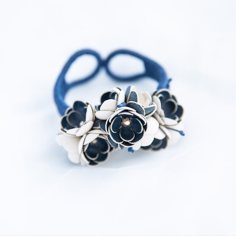Leather flower girl bracelet / Womens jewelry spring bracelet - Bracelets - Genuine Leather Multicolor