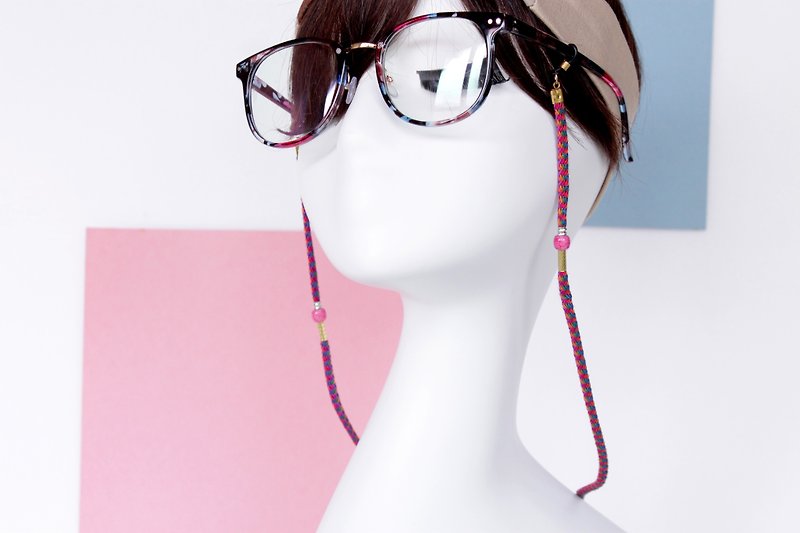 Peach Necklace  Glasses chain  Bracelet - กรอบแว่นตา - ผ้าฝ้าย/ผ้าลินิน สึชมพู