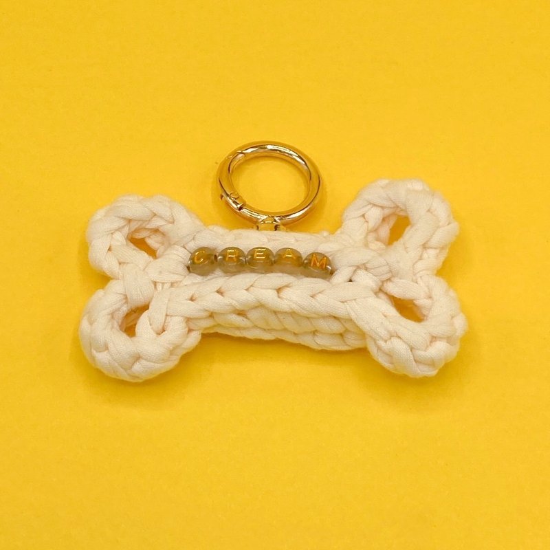 Boney Tie: Custom Name (in Cream) - Collars & Leashes - Polyester Gold