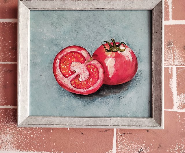 トマト絵画野菜アートワークキッチン壁の装飾画像ギフト ショップ Artpainting ウォールデコ 壁紙 Pinkoi