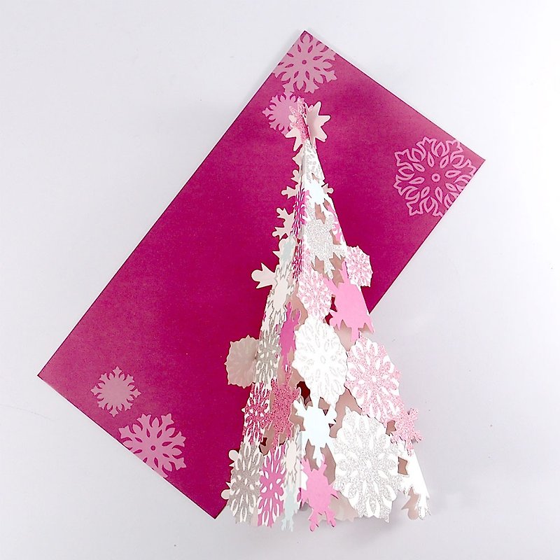 ピンク色のカラフルな立体クリスマスツリークリスマスカード【ホールマークカードクリスマスシリーズ】 - カード・はがき - 紙 多色