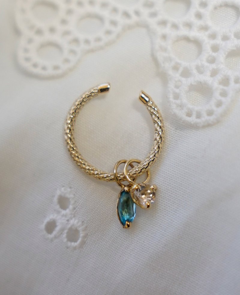 K10 Birthstone Earcuff Ring-3 - 耳環/耳夾/耳骨夾 - 其他金屬 多色