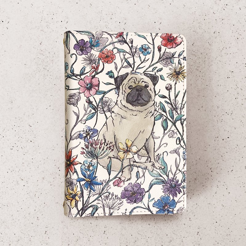 Faux Leather Other - Pug & Flowers Passport Case