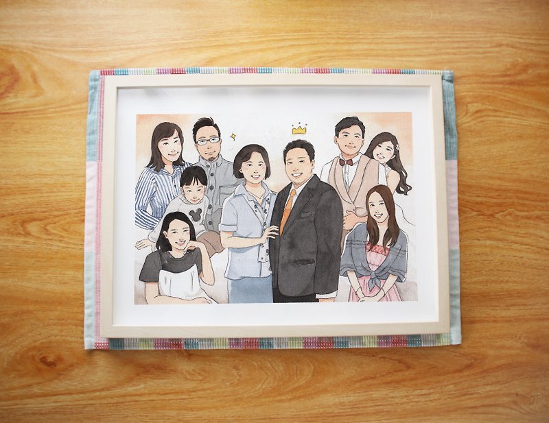 【Mother's Day Gift】Customized Portraits | Family Portraits | Living Room Decoration Hanging Pictures (Extra Large Frame - ภาพวาดบุคคล - กระดาษ 