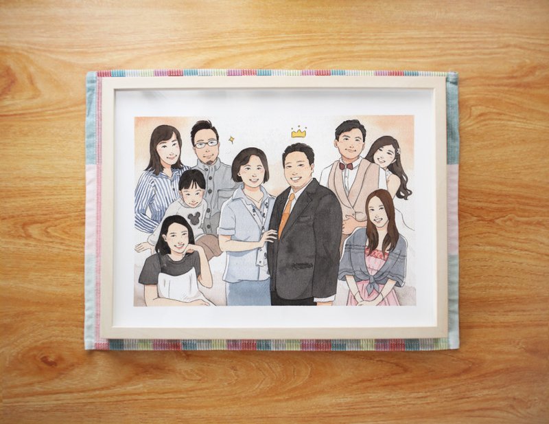 [Gifts for Elders] Commemorative family portraits | Customized portrait illustrations | Living room decoration paintings - ภาพวาดบุคคล - กระดาษ 