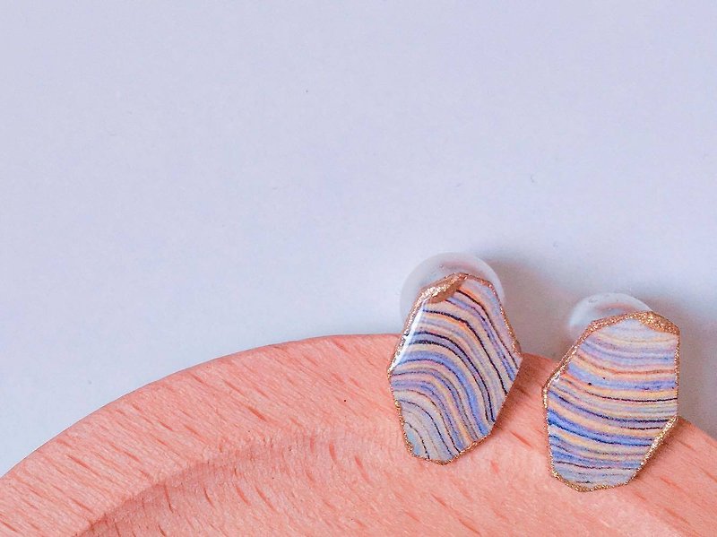 Unique Sands striped lace enamel earrings - ต่างหู - วัตถุเคลือบ หลากหลายสี