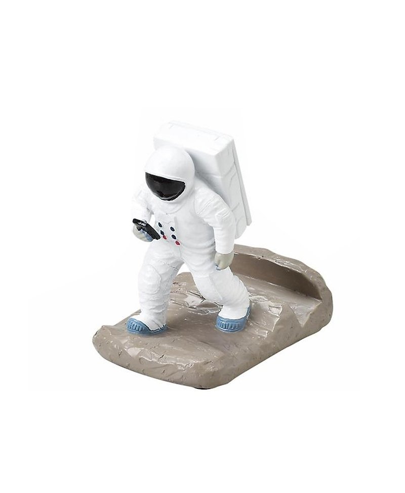 Japan Magnets cute desk small mobile phone holder / mobile phone holder (spaceman watch mobile phone) - Phone Stands & Dust Plugs - Resin White