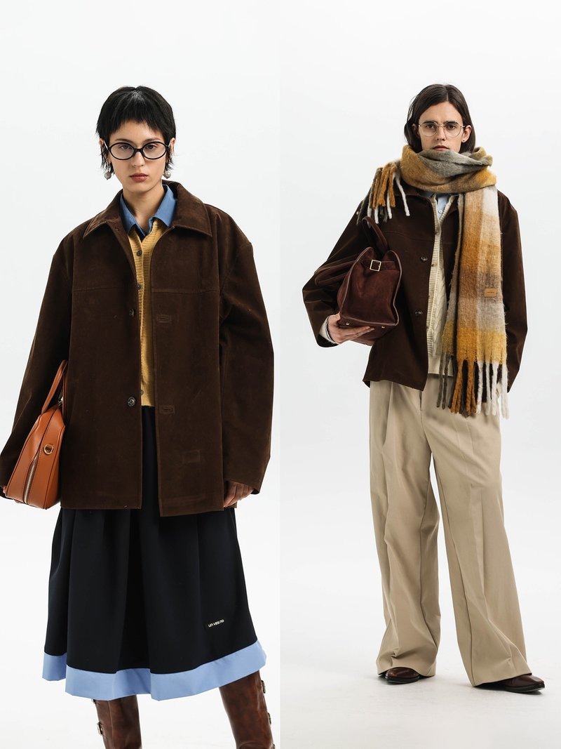 Barn style texture brushed distressed suede fleece jacket for men and women Unvesno (UN - Men's Coats & Jackets - Other Materials 