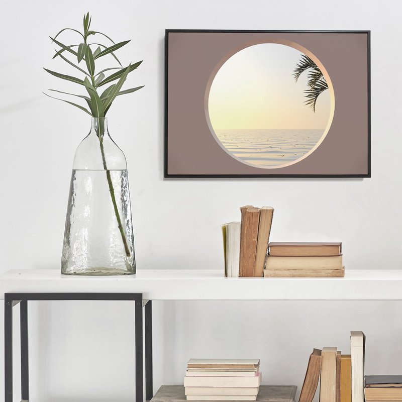 窗 • 夕陽穹圓－工作室/插畫/空間設置/沙發背景/畫作/客廳掛畫 - 海報/掛畫/掛布 - 棉．麻 多色