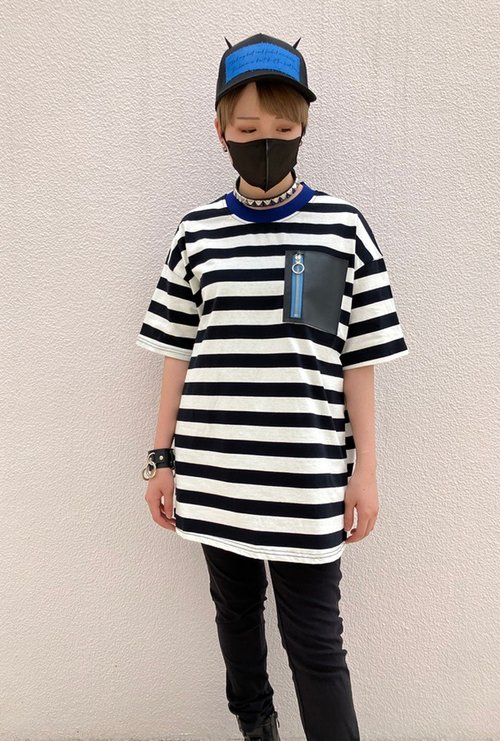 hellcatpunks ボーダーTシャツ/ボーダー/Fサイズ/hellcatpunks/hcp-t-0173