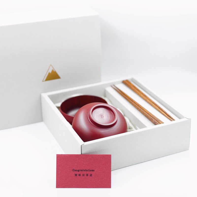 Natural Lacquerware - Guangshanxing Gourmet Gift Box for Two - ถ้วยชาม - ไม้ สีแดง