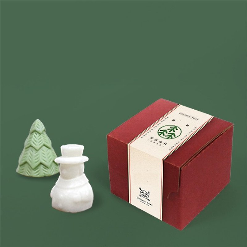 聖誕禮物限定．可愛聖誕樹x雪人皂組．蘋果木香氛【大春煉皂DACHUN】60g - 肥皂/手工皂 - 植物．花 綠色
