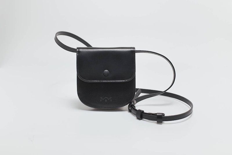 Lisa.- Short wallet with crossbody strap - Black - Wallets - Genuine Leather Black